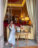 Sexy A line V neckline Floor Length Chiffon White Prom Dress HZ1022