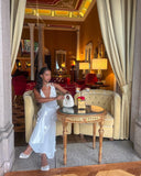 Sexy A line V neckline Floor Length Chiffon White Prom Dress HZ1022