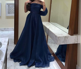 A line Strapless Royal Blue Long Prom Dress With Straps HZ1022