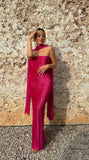 Simple Sheath Strapless Hot Pink Long Prom Dress HZ1022