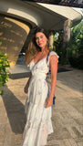 Simple A line White Chiffon Long Prom Dress HZ1022