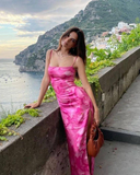 Beautiful Sheath Pink Floral Prom Gown Long Prom Dresses HZ1022