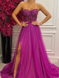 A line Sweetheart Prom Dresses Tulle Formal Dress HZ1022