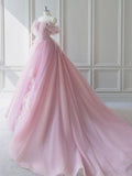Fairy Ball Gown Off The Shoulder Tulle Prom Dresses Long Party Dress HZ1022