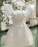 chic glitter a-line beaded short homecoming dress 18th birthday outfits HZ1022