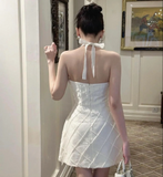 chic a-line satin halter short homecoming dress 18th birthday outfits HZ1022