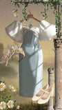 Vintage Sheath Light Sky Blue Satin Prom Dresses Evening Dress HZ1022