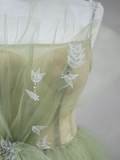 Tulle Long Prom Dress A-Line Green Long Evening Dress HZ1022
