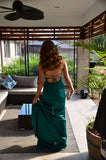 Sexy Mermaid Straps Dark Green Backless Prom Dresses Evening Dress HZ1022