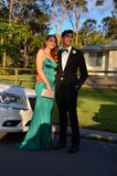 Sexy Mermaid Straps Dark Green Backless Prom Dresses Evening Dress HZ1022