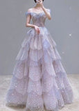 Ball Gown Off The Shoulder Tulle Prom Dresses Evening Dress HZ1022
