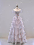Ball Gown Off The Shoulder Tulle Prom Dresses Evening Dress HZ1022