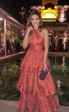 A line Long Rust Red Prom Dress Party Dress 22th Birthday Outfits HZ1022