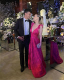 Sexy A line Long Hot Pink Lace Prom Dress Party Dress 22th Birthday Outfits HZ1022