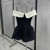 Sexy A line Off The Shoulder Black Short Homecoming Dress HZ1022