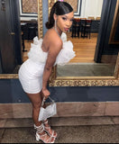 Cute Sheath Strapless Short White Homecoming Dress HZ1022