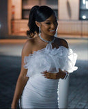 Cute Sheath Strapless Short White Homecoming Dress HZ1022