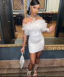 Cute Sheath Strapless Short White Homecoming Dress HZ1022