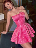 Sexy A line Strapless Short Pink Homecoming Dress HZ1022