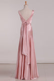 Vintage Mermaid V Neckline Pink Satin Long Prom Dresses Party Evening Dress HZ1022