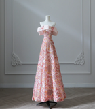 Sweet and lovely pink floral sequined A-line prom dress HZ1022