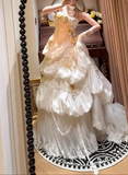 French retro corset 3D floral cake dress wedding gown HZ1022