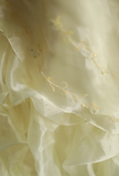 Soft light yellow floral beaded halter neck layered pleated puffy wedding dress HZ1022