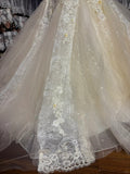 Elegant Sweetheart Neckline Herringbone Embroidery Floral Tulle Wedding Dress HZ1022