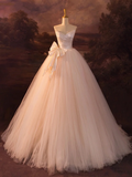 Beautiful A-Line Strapless Tulle Long Prom Dress Evening Dress HZ1022