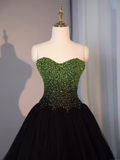 Ball Gown Sweetheart Tulle Black Prom Dresses Evening Dress HZ1022