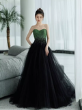 Ball Gown Sweetheart Tulle Black Prom Dresses Evening Dress HZ1022