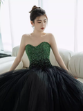 Ball Gown Sweetheart Tulle Black Prom Dresses Evening Dress HZ1022