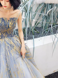 Ball Gown Strapless Sequin Prom Dresses Long Evening Dress HZ1022